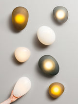 Modern Pebble Shaped Bubble Glass Wall Sconce Organic Stone Inspired LED Lamp