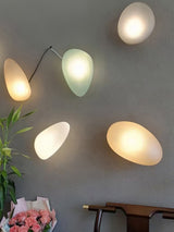 Modern Pebble Shaped Bubble Glass Wall Sconce Organic Stone Inspired LED Lamp