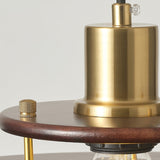 Modern Pendel Wood and Gold Geometric Pendant Light with Concentric Ring Design for Home Decor