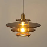 Modern Pendel Wood and Gold Geometric Pendant Light with Concentric Ring Design for Home Decor