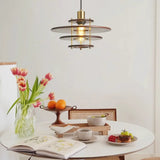 Modern Pendel Wood and Gold Geometric Pendant Light with Concentric Ring Design for Home Decor