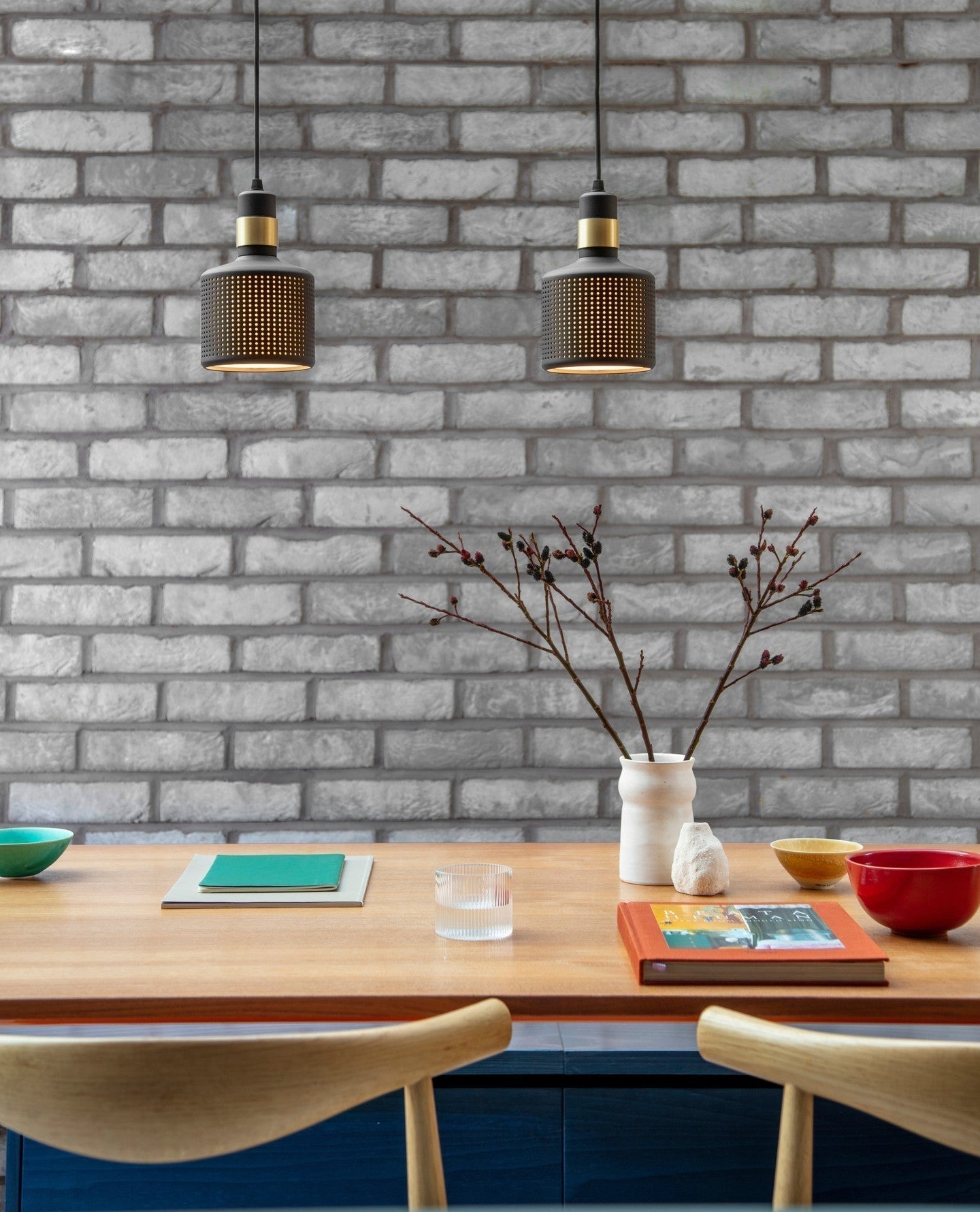 Modern Perforated Metal Pendant Light Riddle Industrial Hanging Lamp for Kitchen Island