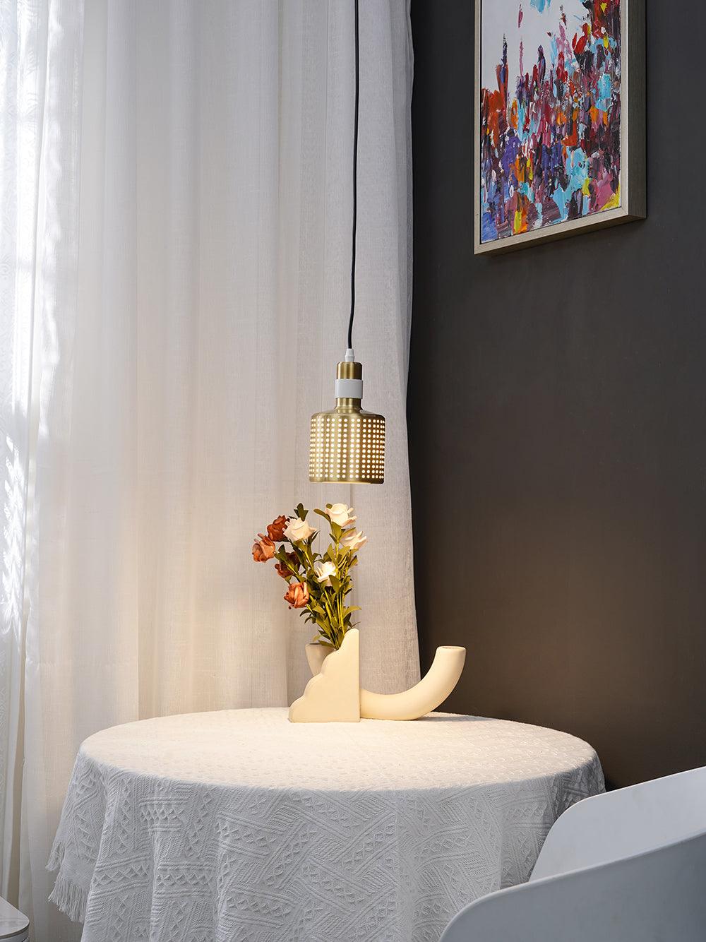 Modern Perforated Metal Pendant Light Riddle Industrial Hanging Lamp for Kitchen Island