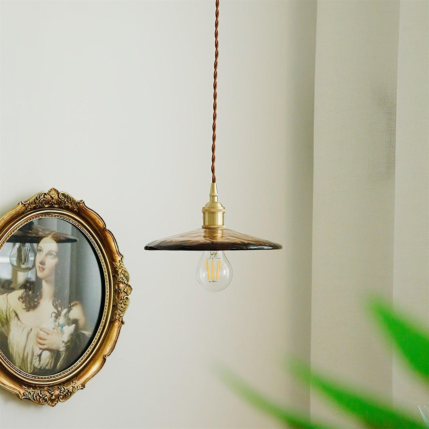 Modern Perrin Mid Century Glass Pendant Light with Brass Accents for Kitchen and Dining Areas