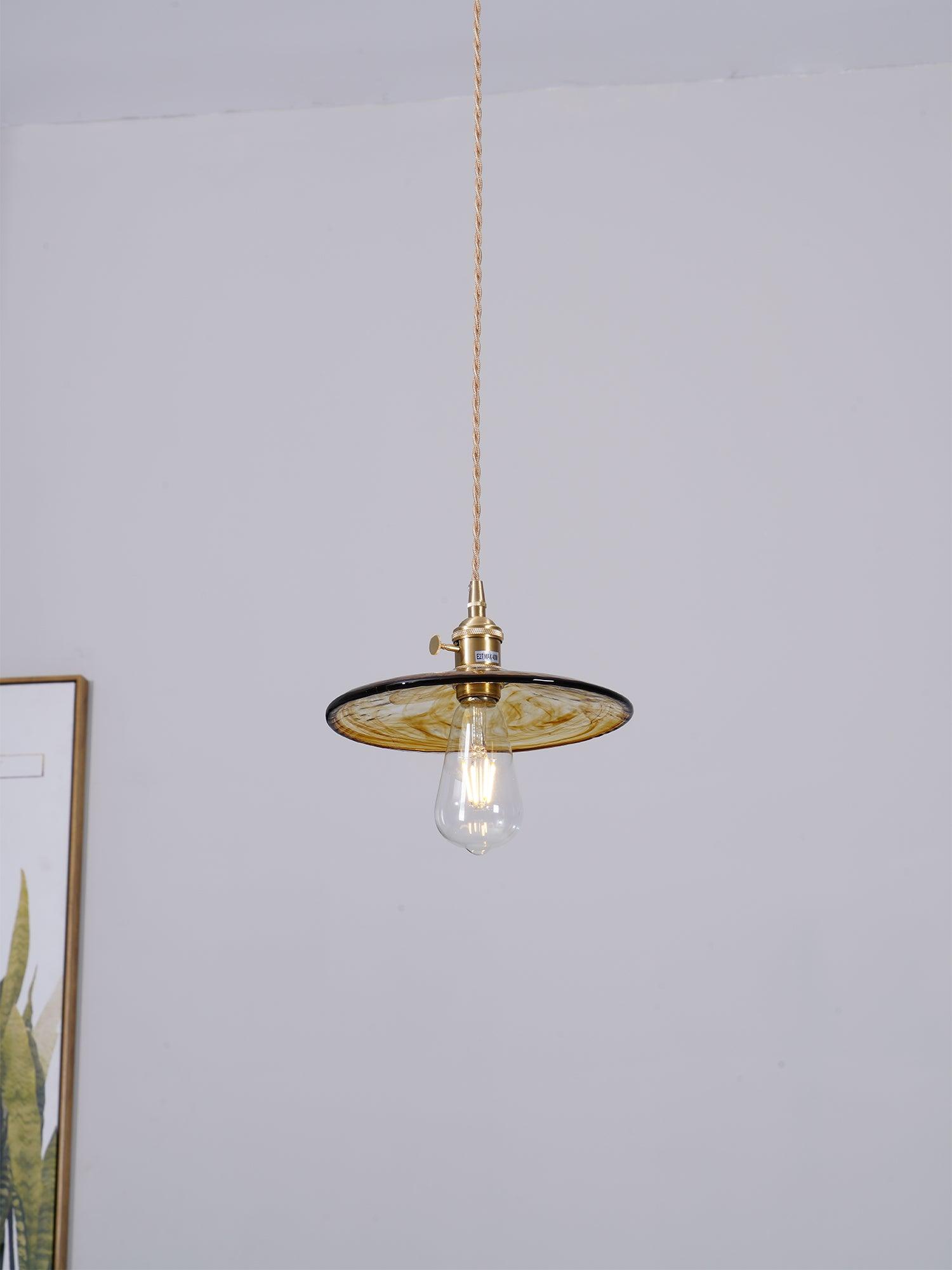 Modern Perrin Mid Century Glass Pendant Light with Brass Accents for Kitchen and Dining Areas