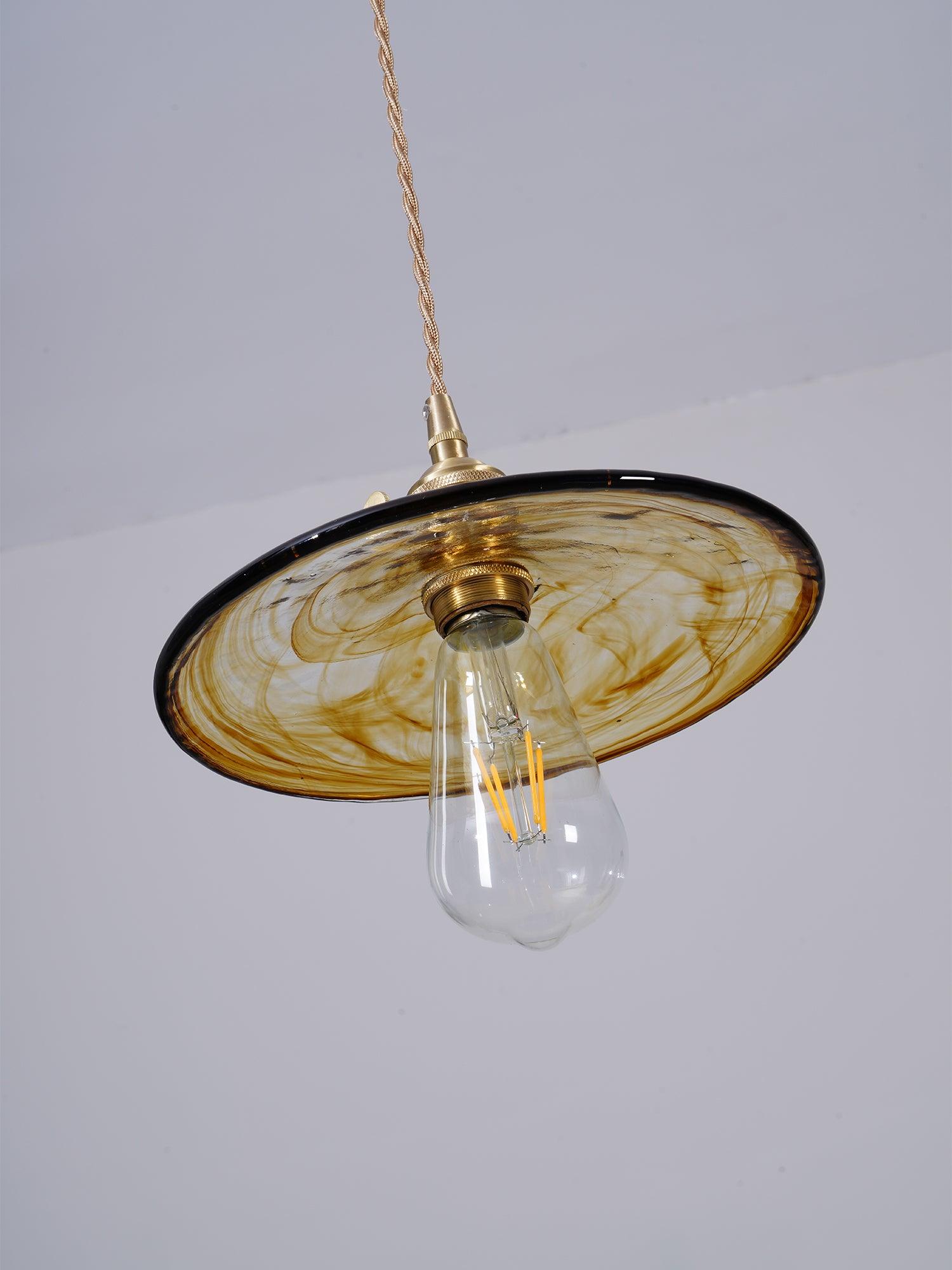 Modern Perrin Mid Century Glass Pendant Light with Brass Accents for Kitchen and Dining Areas