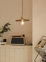 Modern Perrin Mid Century Glass Pendant Light with Brass Accents for Kitchen and Dining Areas