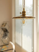 Modern Perrin Mid Century Glass Pendant Light with Brass Accents for Kitchen and Dining Areas