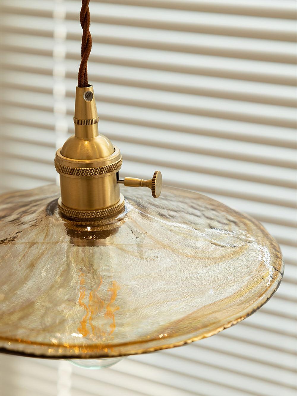 Modern Perrin Mid Century Glass Pendant Light with Brass Accents for Kitchen and Dining Areas