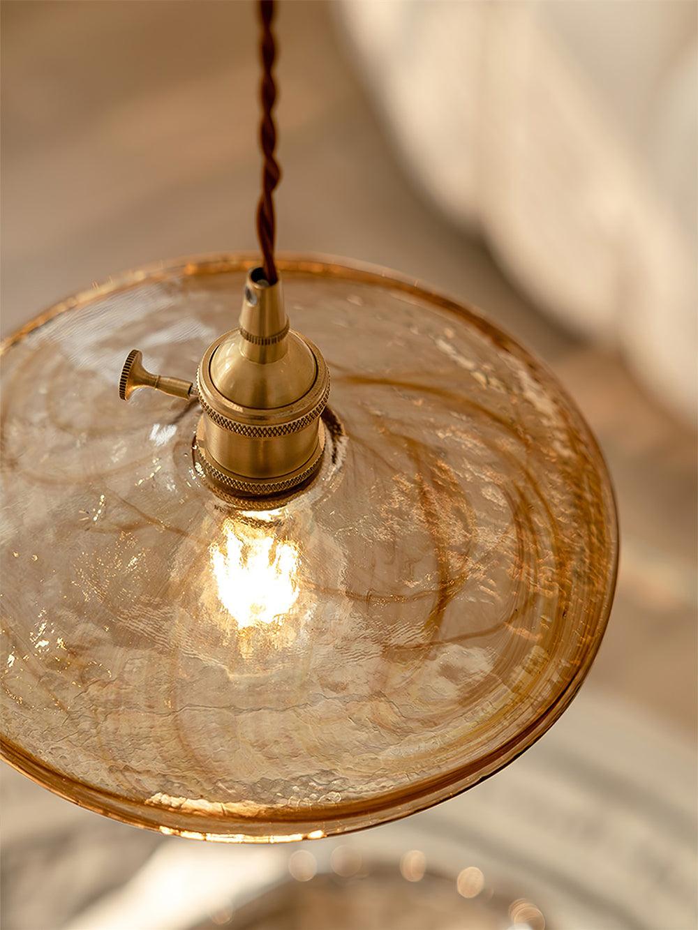 Modern Perrin Mid Century Glass Pendant Light with Brass Accents for Kitchen and Dining Areas