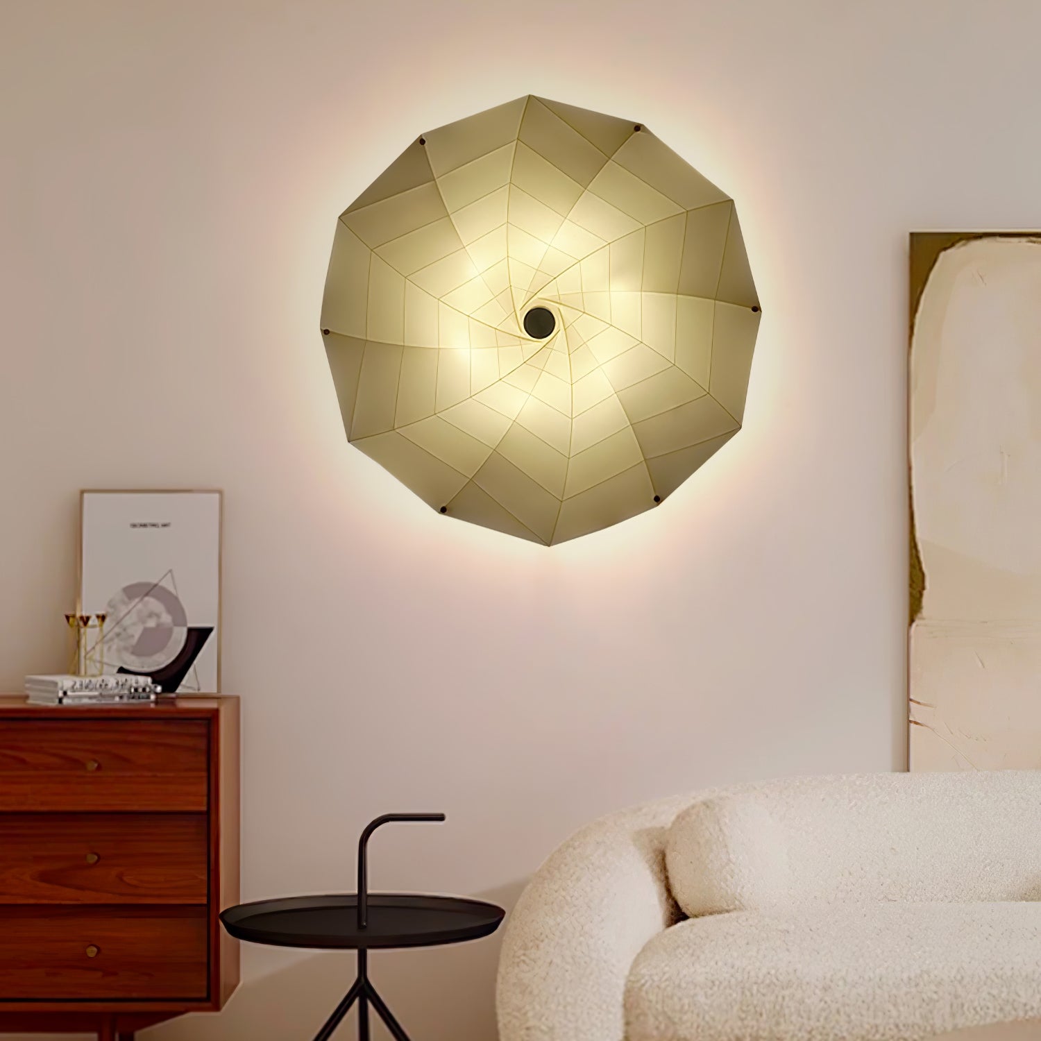 Modern Petal Shaped Fabric Wall Sconce Set Adjustable LED Indoor Wall Light