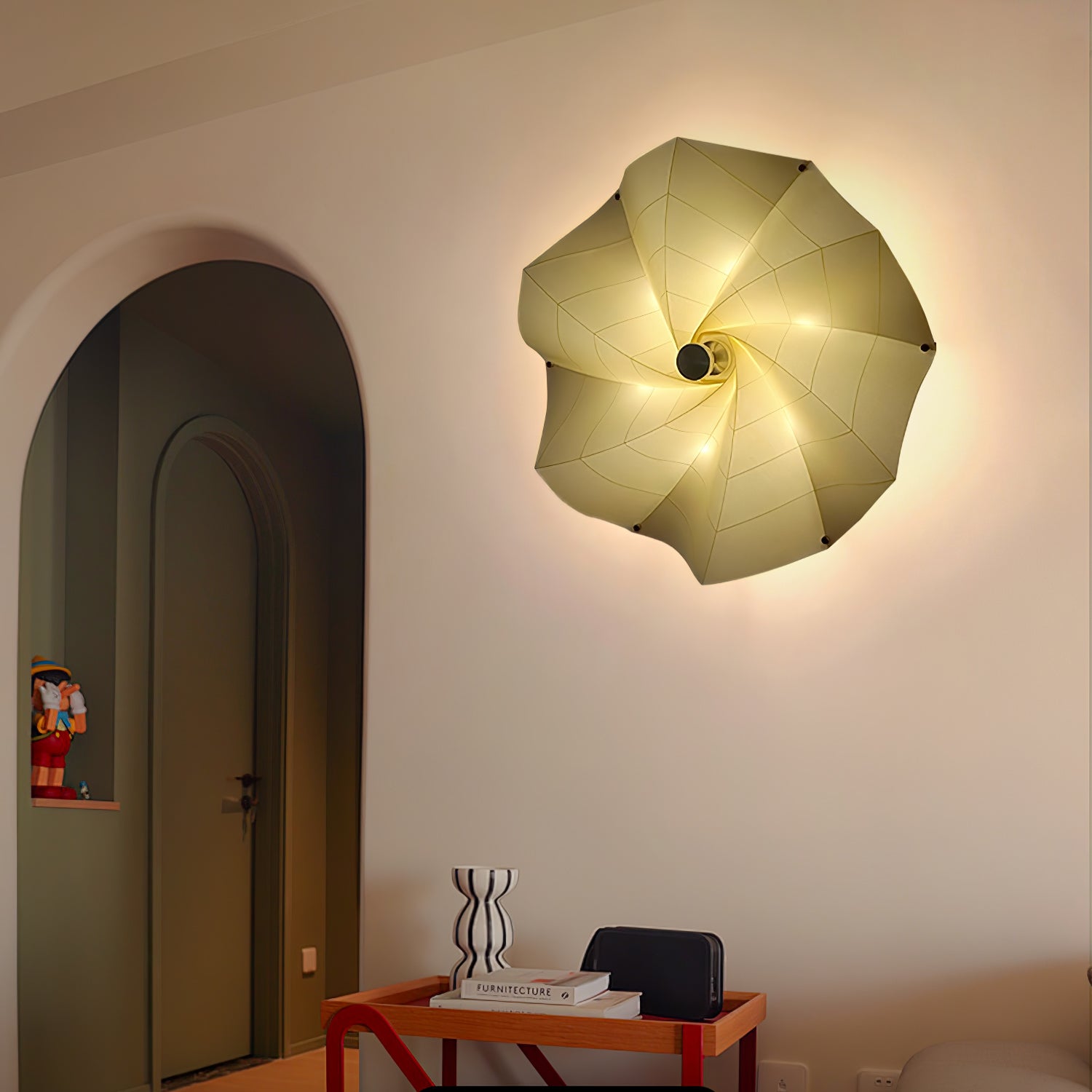 Modern Petal Shaped Fabric Wall Sconce Set Adjustable LED Indoor Wall Light