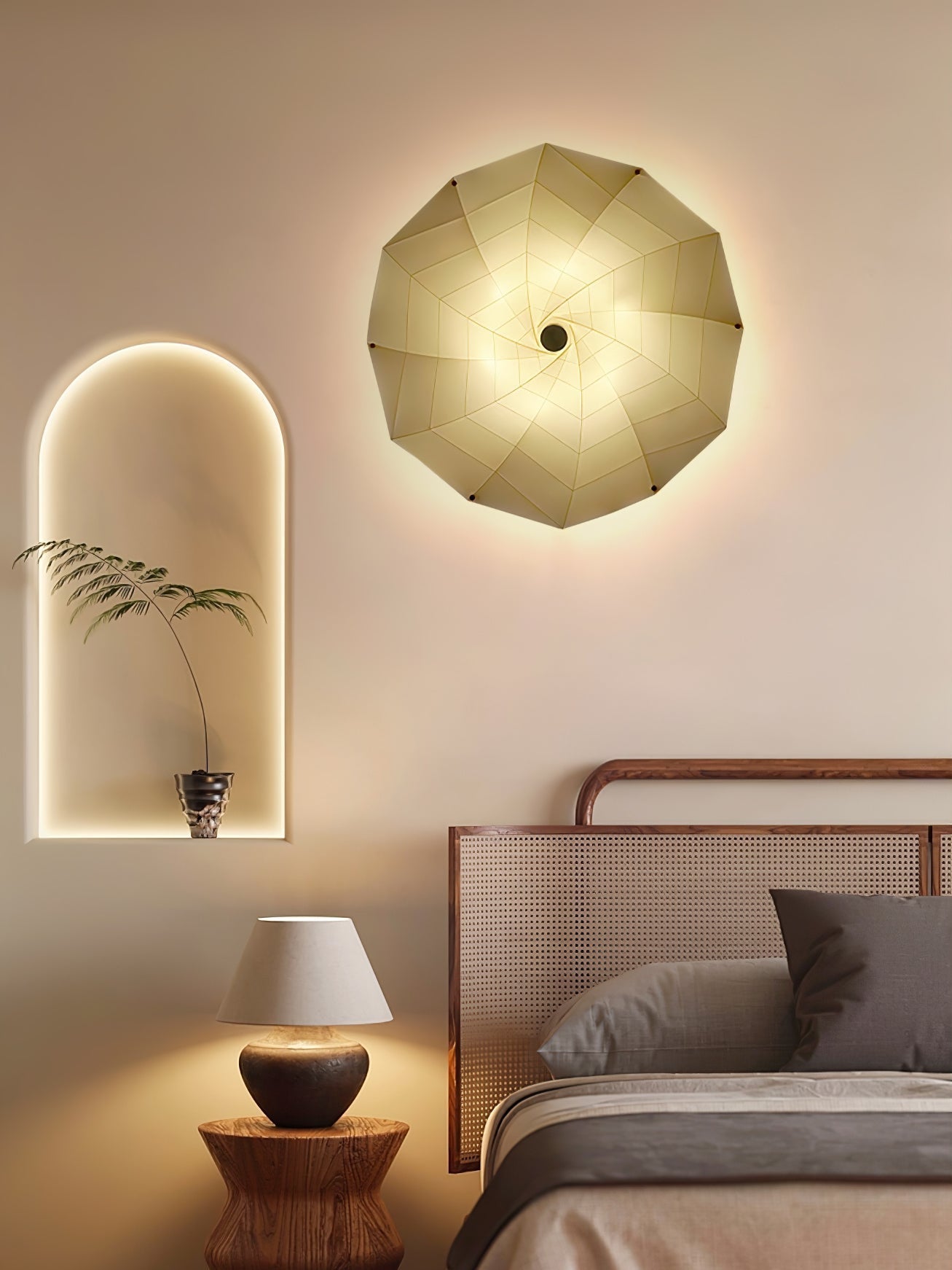 Modern Petal Shaped Fabric Wall Sconce Set Adjustable LED Indoor Wall Light