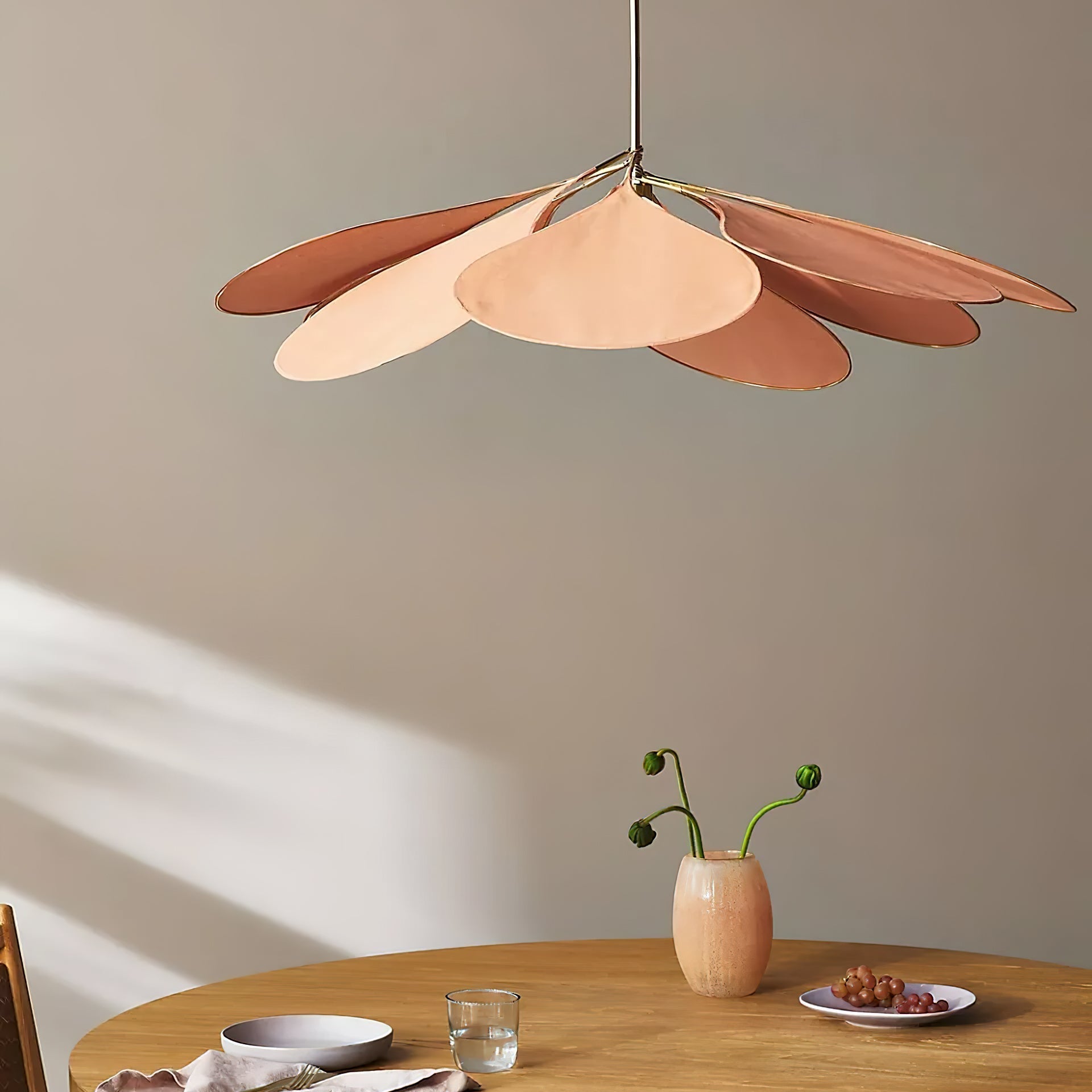 Modern Petals Fabric Pendant Light Floral Design Hanging Gold Ceiling Lamp for Elegant Interior Decor