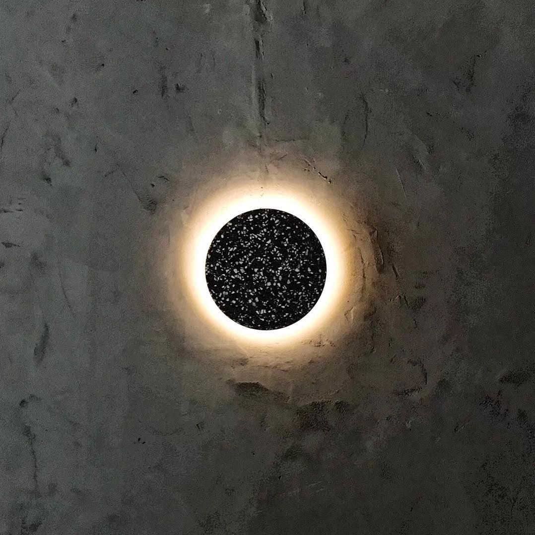 Modern PIN Terrazzo Round Wall Sconce Integrated LED Interior Lighting in Concrete and Stone