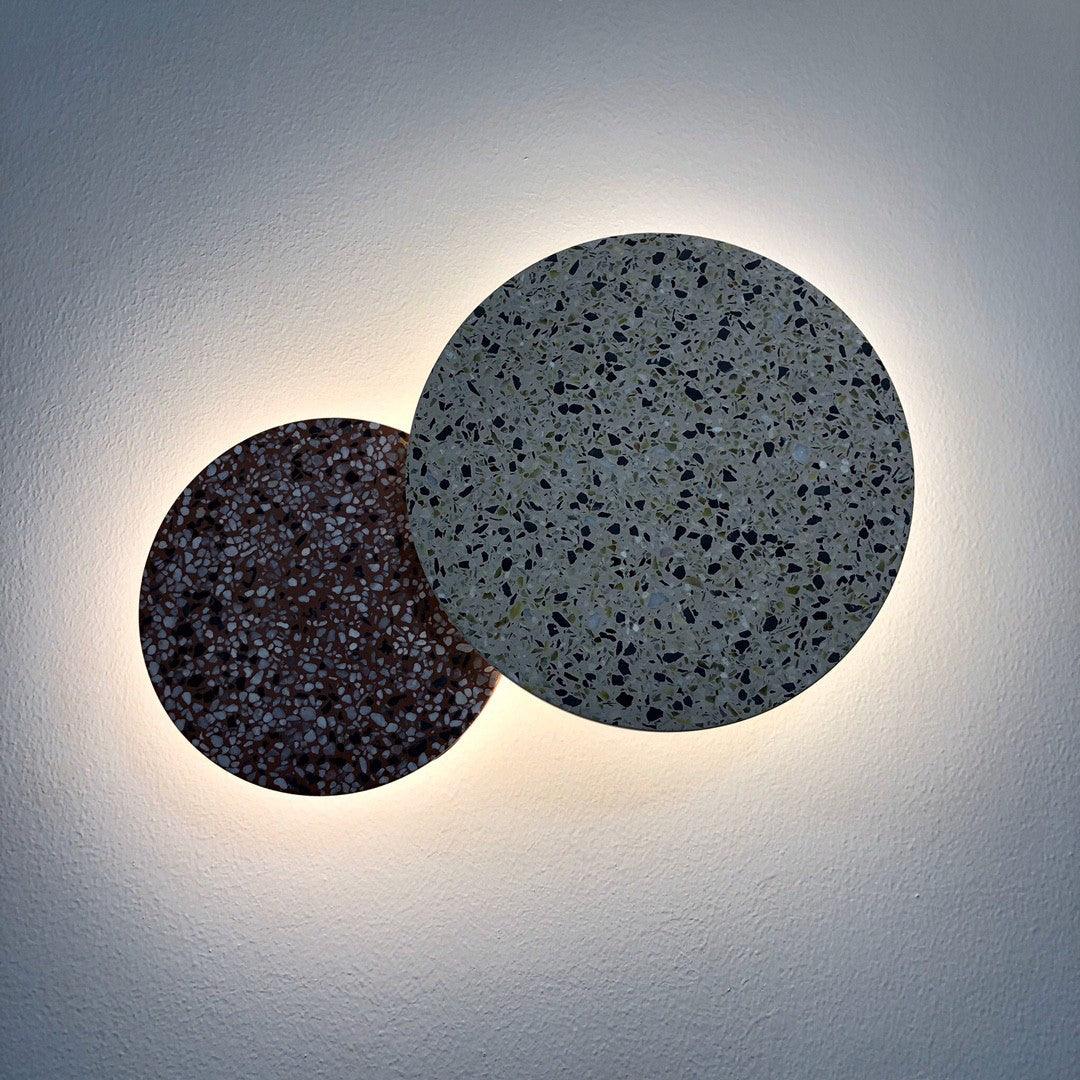 Modern PIN Terrazzo Round Wall Sconce Integrated LED Interior Lighting in Concrete and Stone