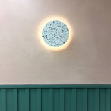 Modern PIN Terrazzo Round Wall Sconce Integrated LED Interior Lighting in Concrete and Stone