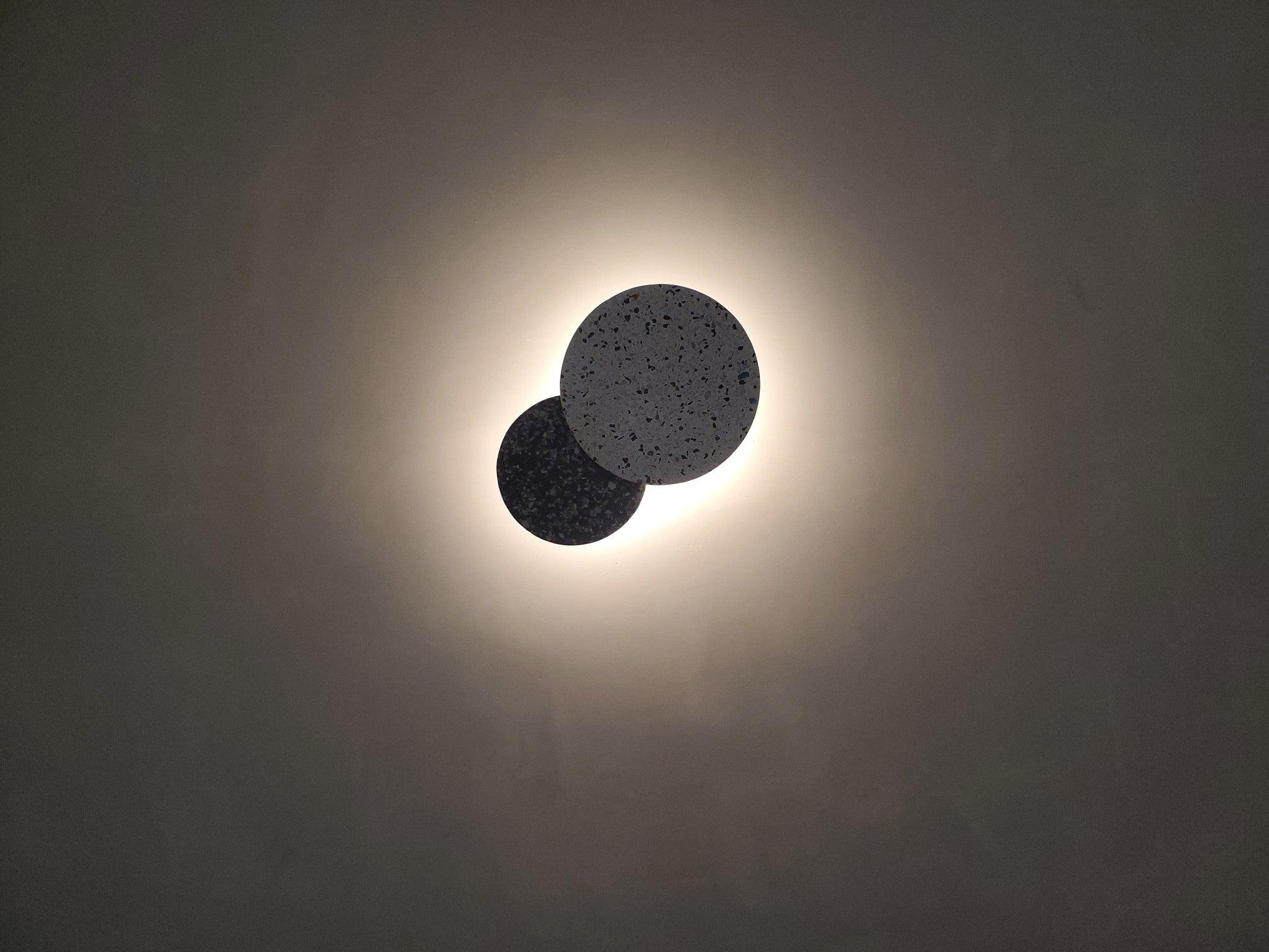 Modern PIN Terrazzo Round Wall Sconce Integrated LED Interior Lighting in Concrete and Stone