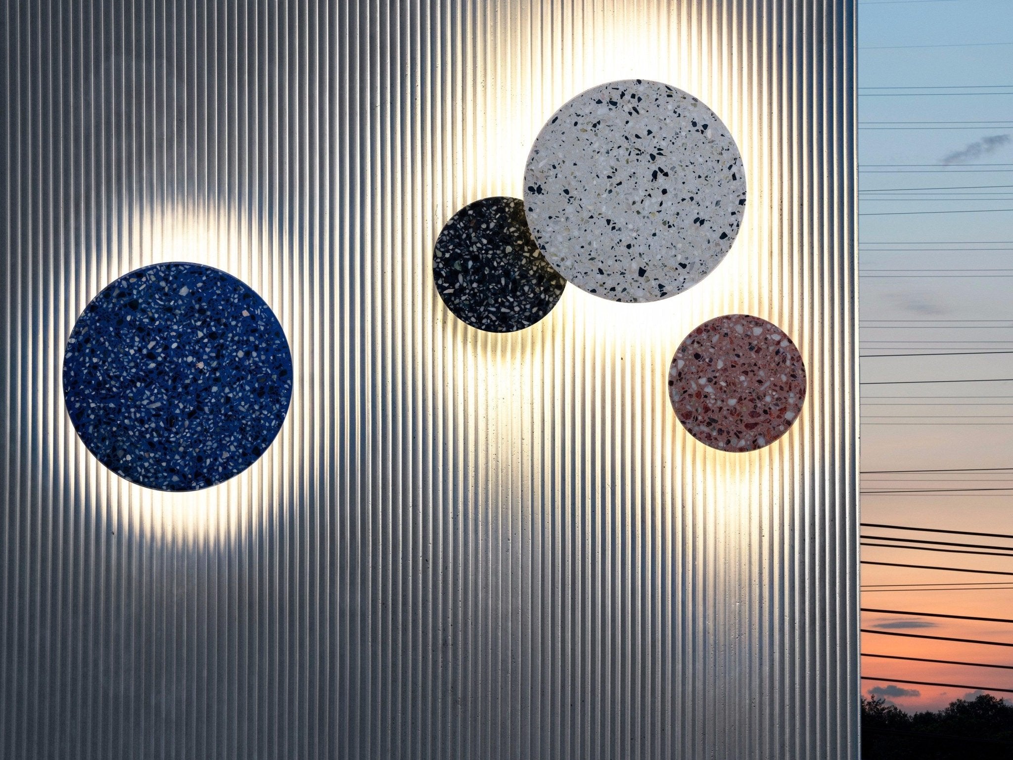 Modern PIN Terrazzo Round Wall Sconce Integrated LED Interior Lighting in Concrete and Stone