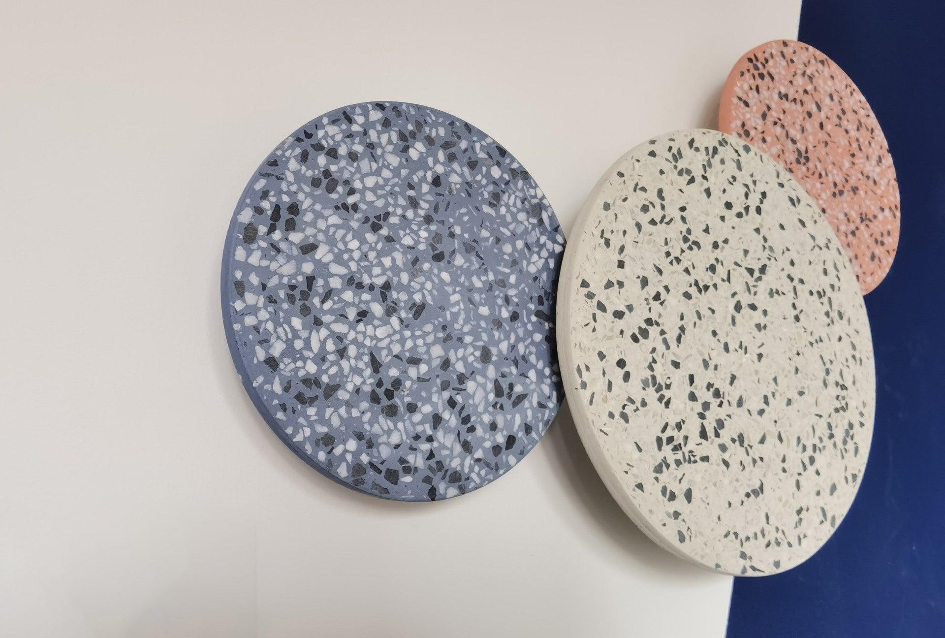 Modern PIN Terrazzo Round Wall Sconce Integrated LED Interior Lighting in Concrete and Stone