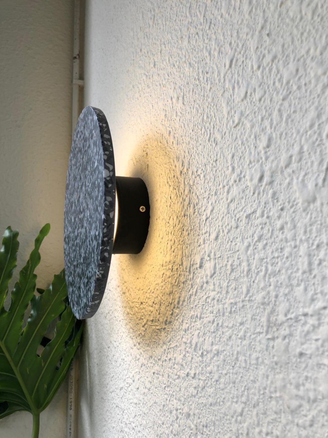 Modern PIN Terrazzo Round Wall Sconce Integrated LED Interior Lighting in Concrete and Stone