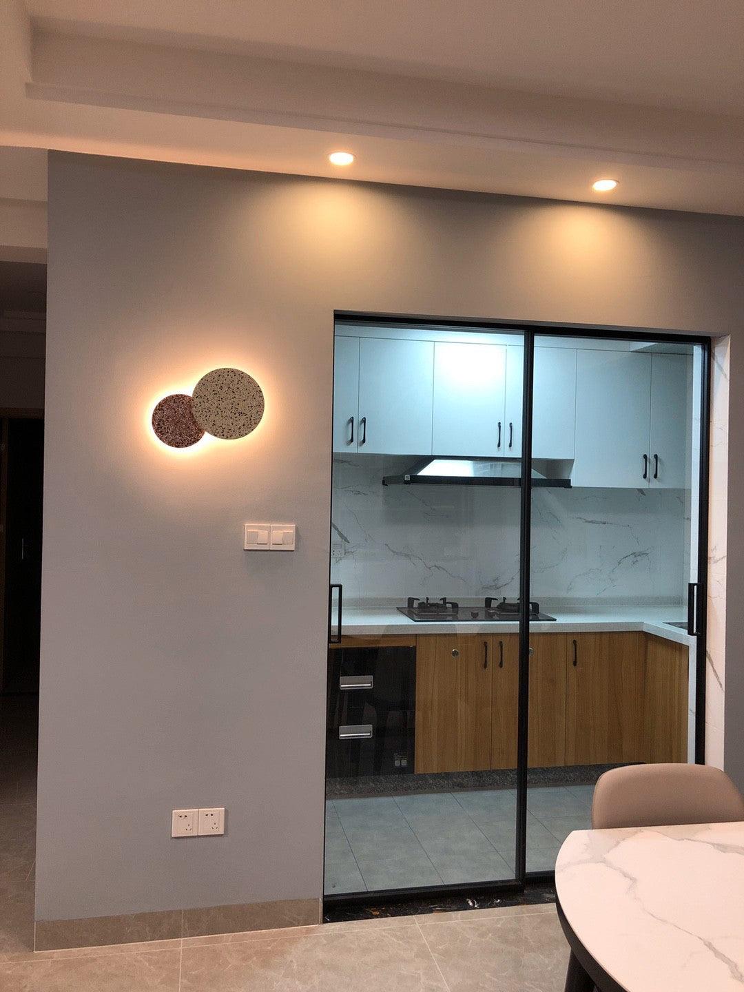 Modern PIN Terrazzo Round Wall Sconce Integrated LED Interior Lighting in Concrete and Stone
