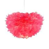 Modern Pink Feather Chandelier Elegant Metal Pendant Light for Living Room and Bedroom