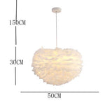 Modern Pink Feather Chandelier Elegant Metal Pendant Light for Living Room and Bedroom