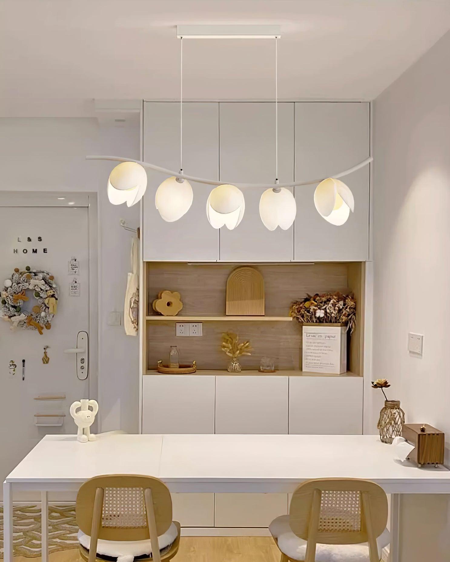 Modern Pistachio Linear Pendant Light LED Drop Hanging Lamp for Kitchen Island