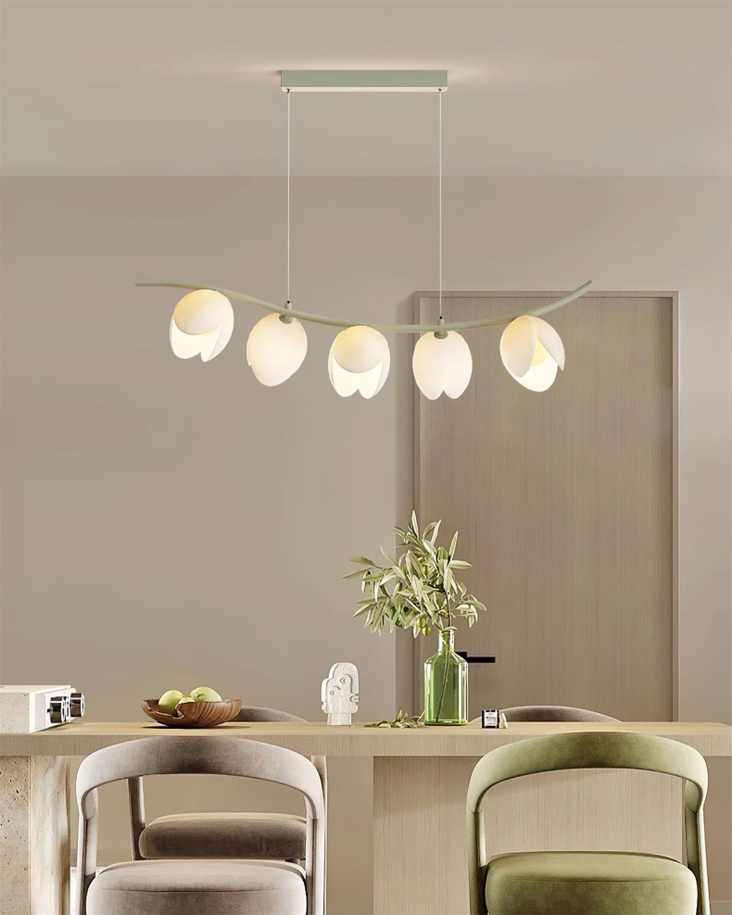 Modern Pistachio Linear Pendant Light LED Drop Hanging Lamp for Kitchen Island