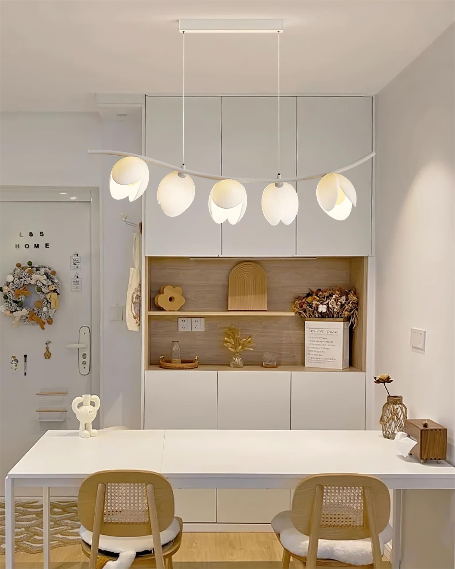 Modern Pistachio Linear Pendant Light LED Drop Hanging Lamp for Kitchen Island