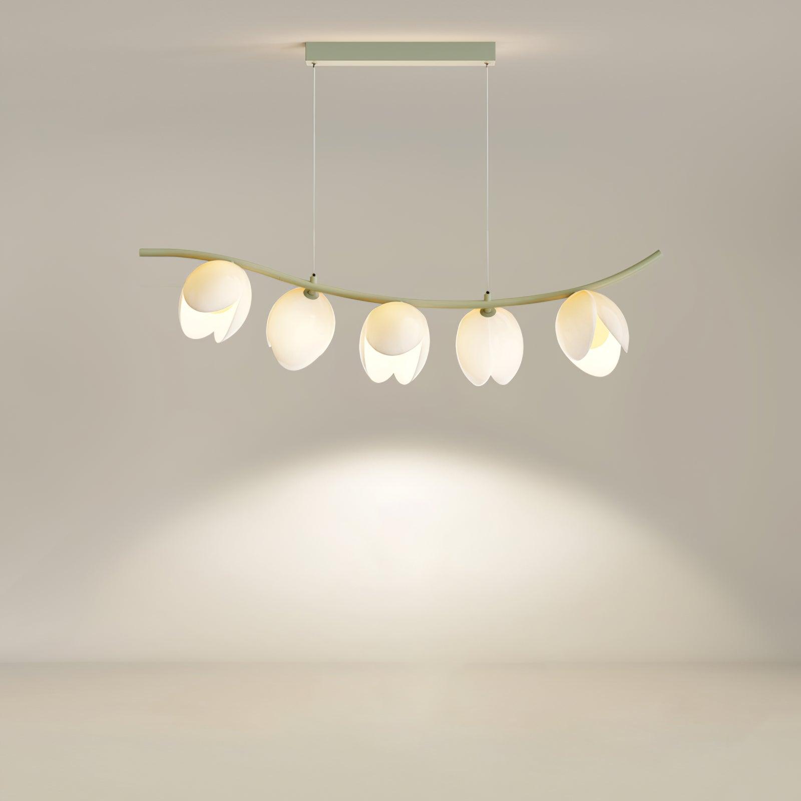 Modern Pistachio Linear Pendant Light LED Drop Hanging Lamp for Kitchen Island