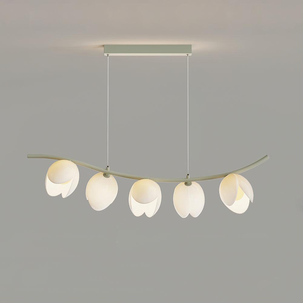 Modern Pistachio Linear Pendant Light LED Drop Hanging Lamp for Kitchen Island