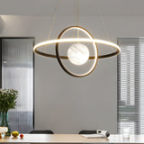 Modern Planet Circular Ring LED Chandelier with 3 Step Dimming for Dining Room