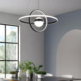 Modern Planet Circular Ring LED Chandelier with 3 Step Dimming for Dining Room