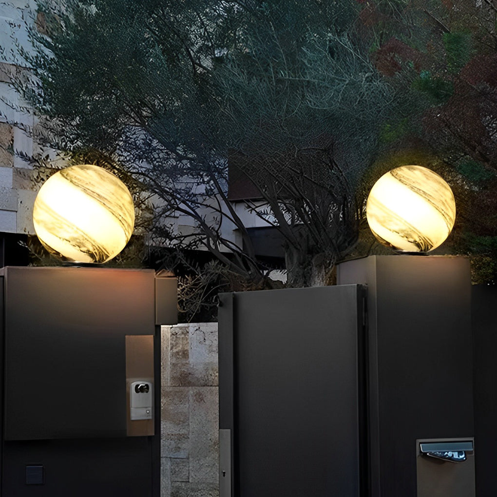 Modern Planet Inspired Glass Globe Outdoor Post Lights Waterproof Deck Fence Lighting for Garden Villa
