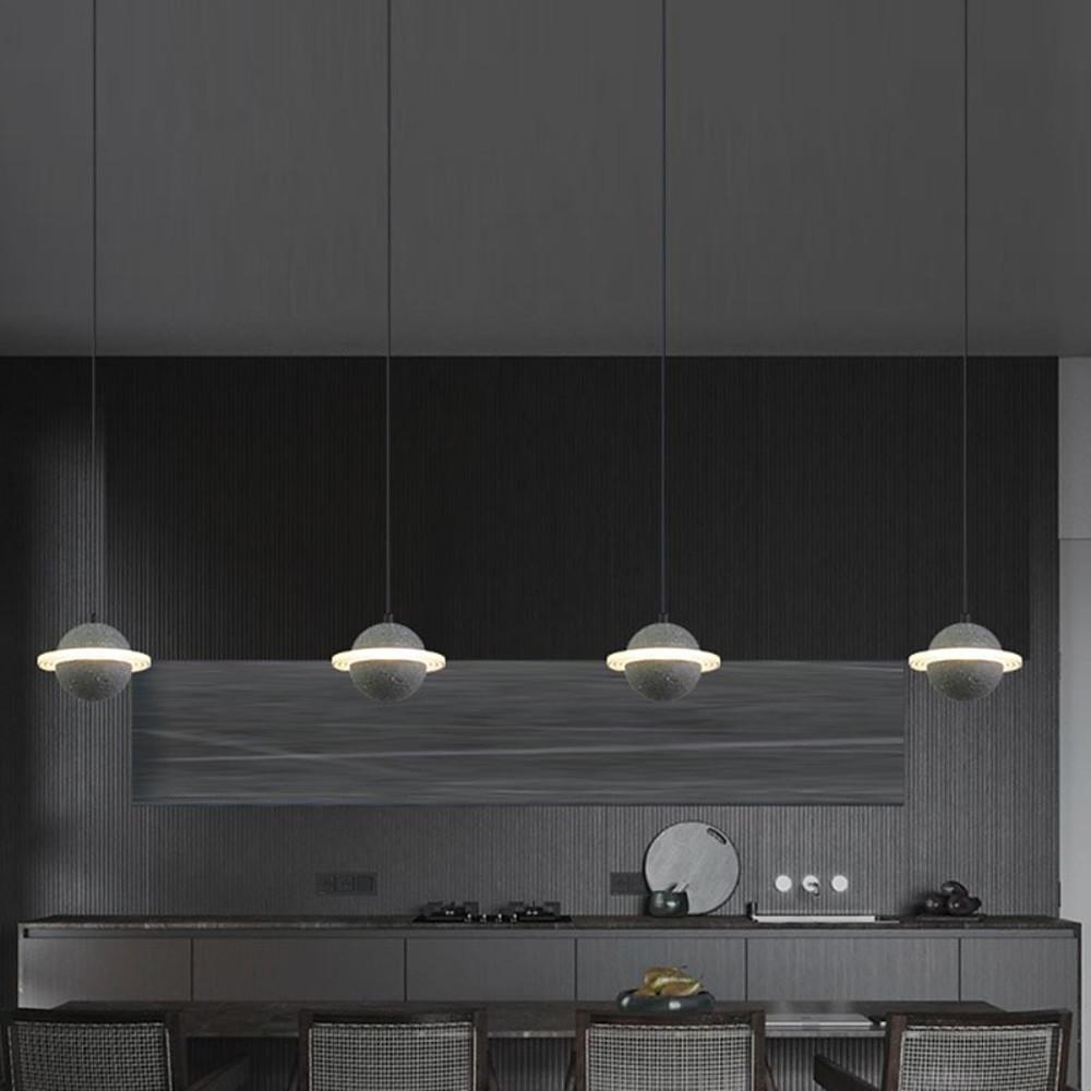 Modern Planet Shaped Acrylic Pendant Lighting LED Saturn Style Hanging Chandelier for Kitchen Island and Dining Room