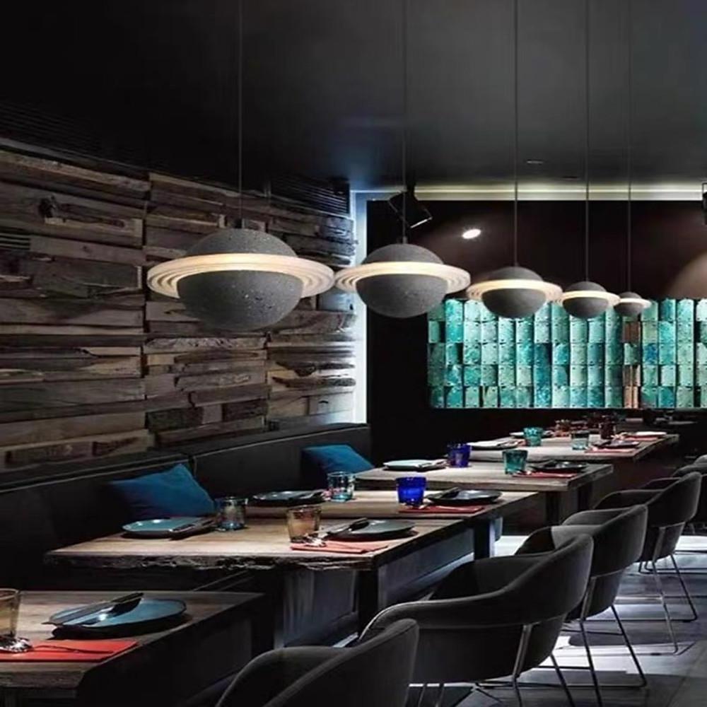 Modern Planet Shaped Acrylic Pendant Lighting LED Saturn Style Hanging Chandelier for Kitchen Island and Dining Room