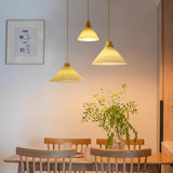 Modern Pleated Fabric and Wood Pendant Light for Living Room and Bedroom
