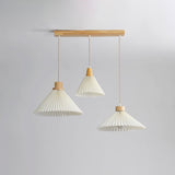 Modern Pleated Fabric and Wood Pendant Light for Living Room and Bedroom