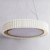 Modern Pleated Fabric Pendant Lamp Round Hanging Light for Interior Spaces