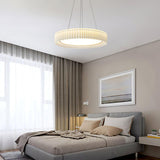 Modern Pleated Fabric Pendant Lamp Round Hanging Light for Interior Spaces