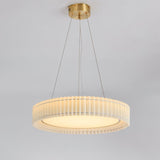Modern Pleated Fabric Pendant Lamp Round Hanging Light for Interior Spaces