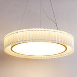 Modern Pleated Fabric Pendant Lamp Round Hanging Light for Interior Spaces