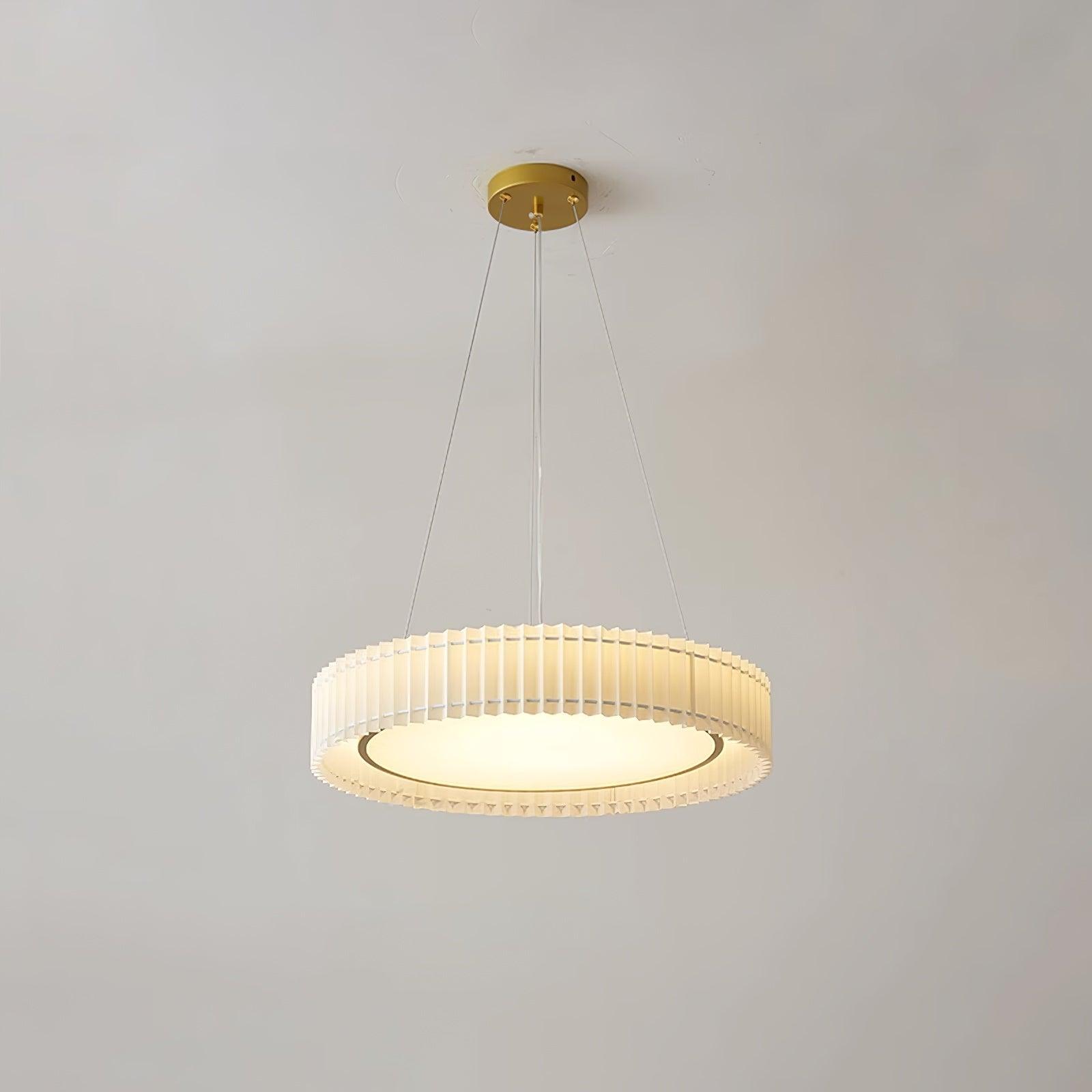 Modern Pleated Fabric Pendant Lamp Round Hanging Light for Interior Spaces
