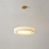 Modern Pleated Fabric Pendant Lamp Round Hanging Light for Interior Spaces