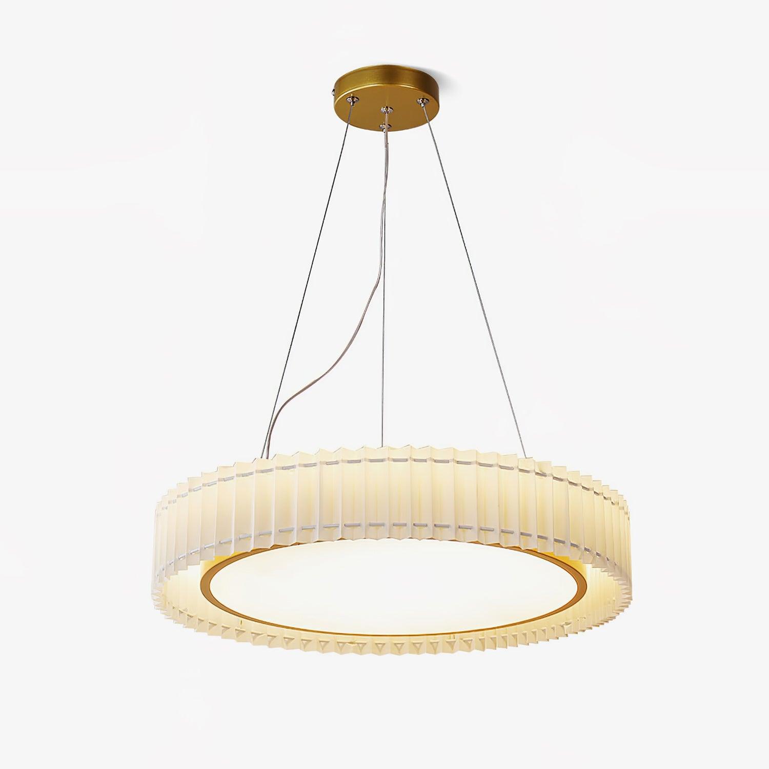 Modern Pleated Fabric Pendant Lamp Round Hanging Light for Interior Spaces