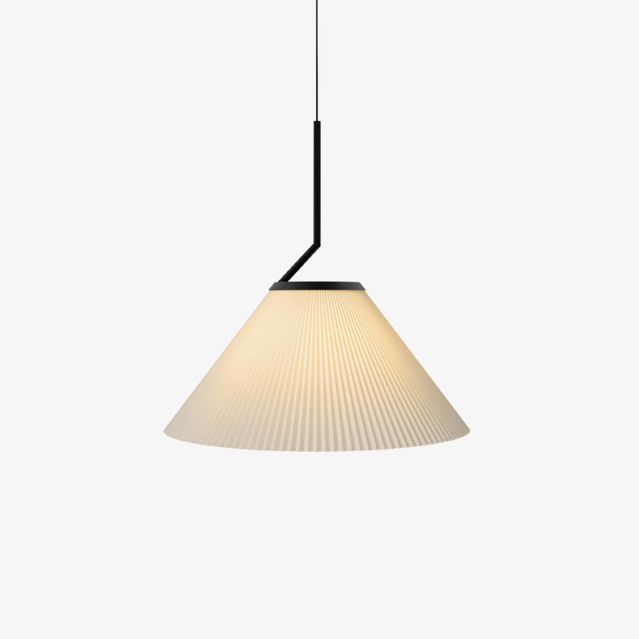 Modern Pleated Fabric Skirt Pendant Light with Beige Shade and Black Metal Frame