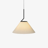 Modern Pleated Fabric Skirt Pendant Light with Beige Shade and Black Metal Frame