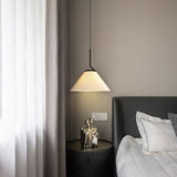 Modern Pleated Fabric Skirt Pendant Light with Beige Shade and Black Metal Frame